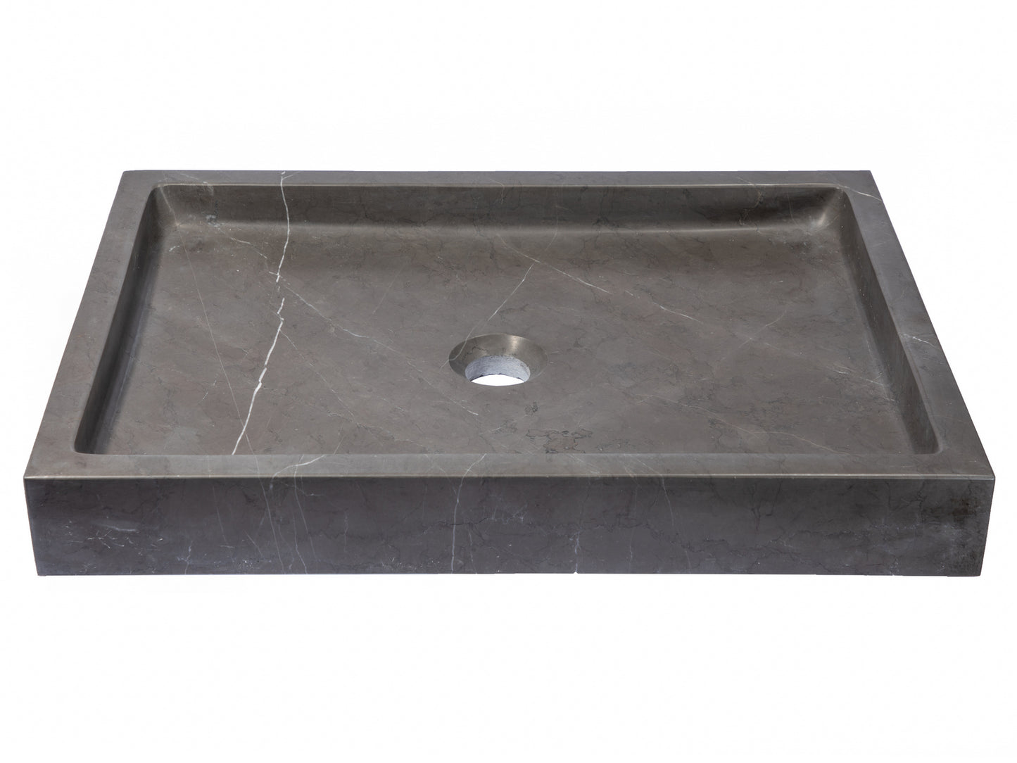 Rectangular Infinity Pool Sink - Honed Pietra Grey Marble