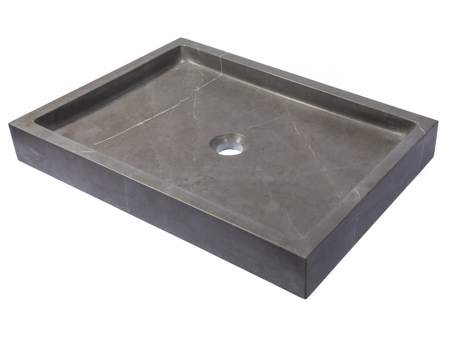 Rectangular Infinity Pool Sink - Honed Pietra Grey Marble