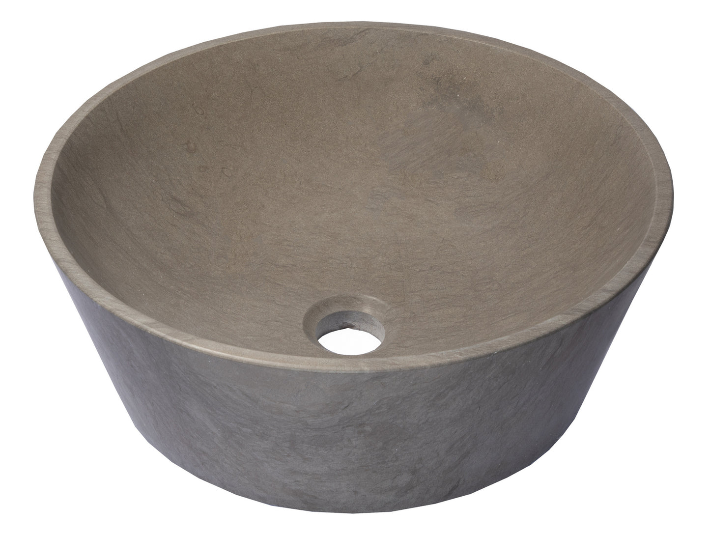 16" Round Sloped Molly Grey Marble Stone Vessel Sink