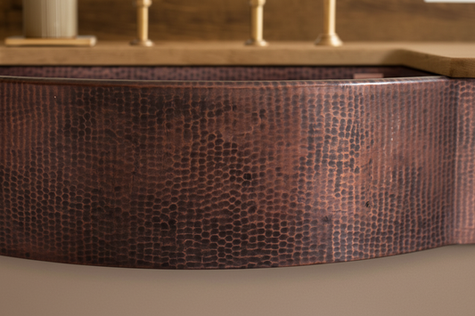Flat Edge Rounded Front Copper Farmhouse Sink
