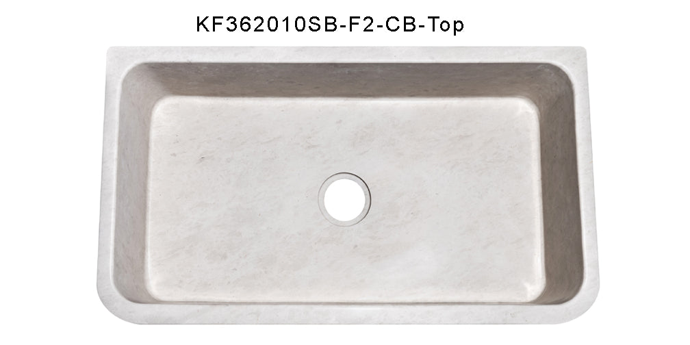 36″ Cantera Beige Marble Farmhouse Sink with Floral Carved Front