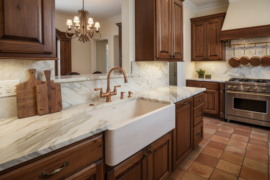 36" Crema Lyon Limestone Farmhouse Sink - Single Bowl French Stone