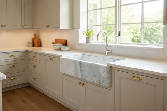 NEW! 36" Cloud Blue Quartzite Stone Farmhouse Sink