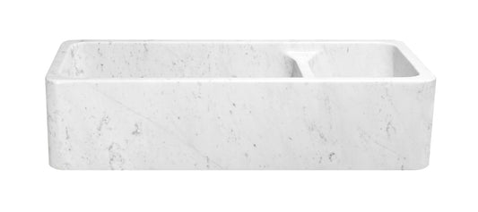 42" Carrara White Marble 70/30 Split Bowl Farmhouse Sink