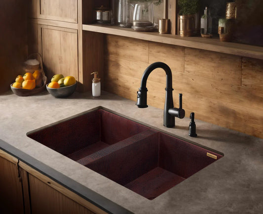 Copper Kitchen Sink 50/50 Split