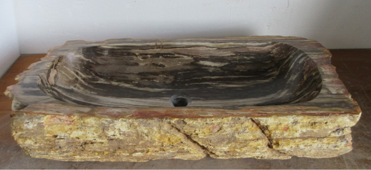Petrified Wood Trough Sink | One-of-a-Kind Fossilized Stone Vessel