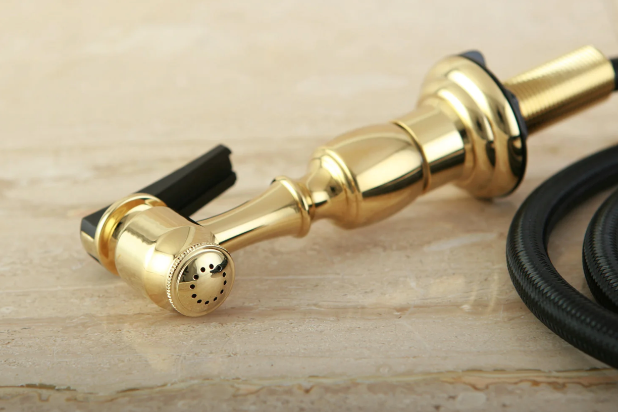 Made to Match Brass Kitchen Faucet Side Sprayer - Victorian Bridge Style