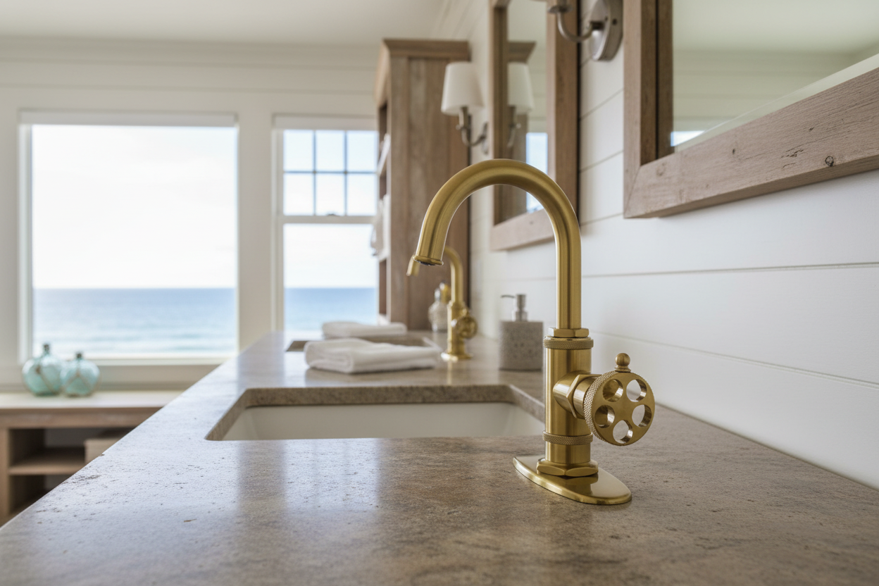 Sona - Webb One-Handle 1-Hole Bathroom Faucet with Knurled Handle, Deck Plate, and Push Pop-Up Drain