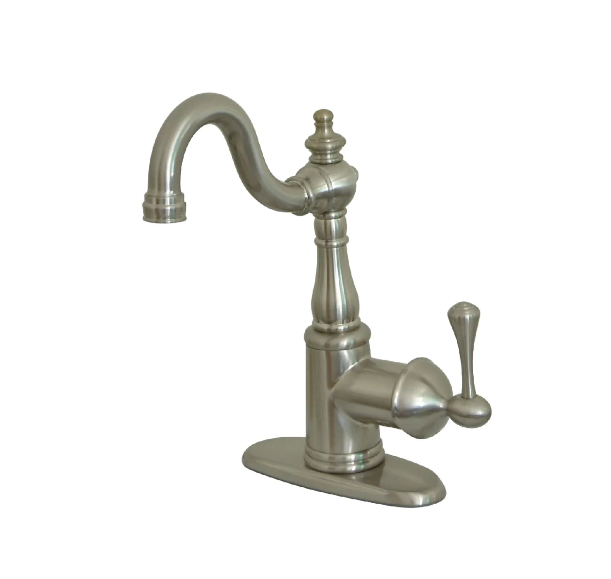 English Vintage Bar Faucet with Cover Plate - Polished Chrome