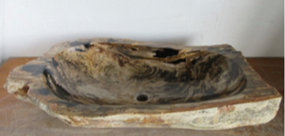 Petrified Wood Trough Sink | One-of-a-Kind Fossilized Stone Vessel
