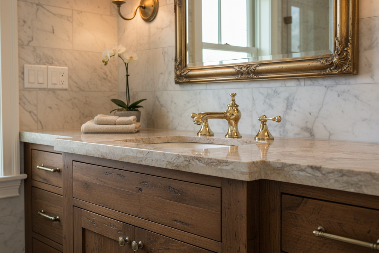 English Country Widespread Lavatory Faucet with Lever Handles