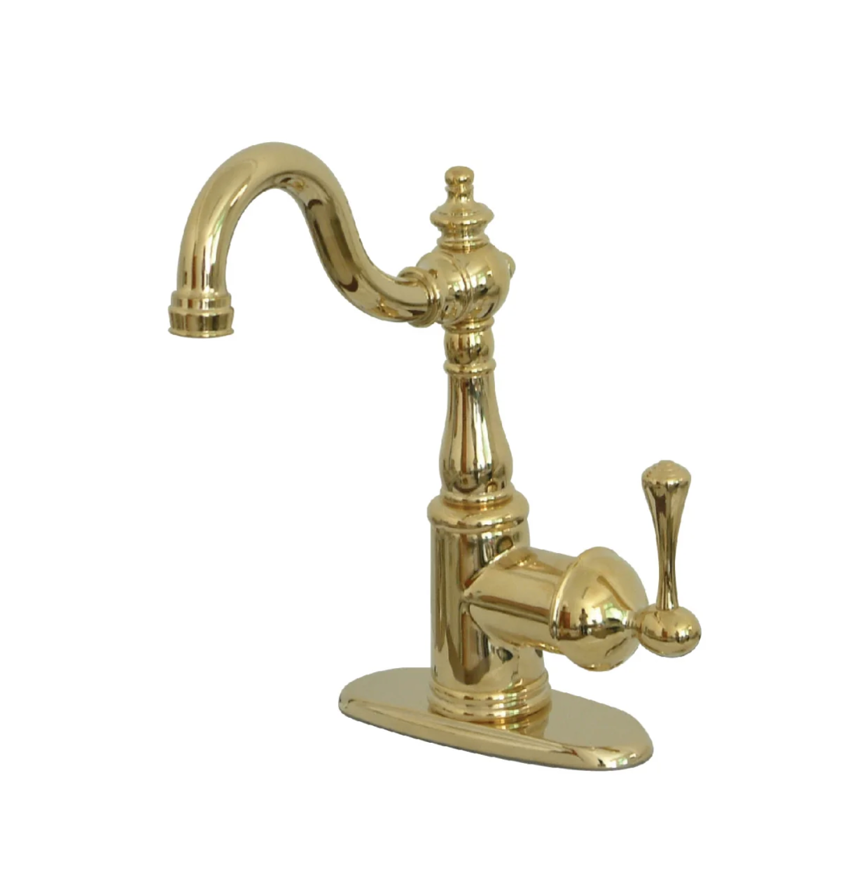 English Vintage Bar Faucet with Cover Plate - Polished Chrome