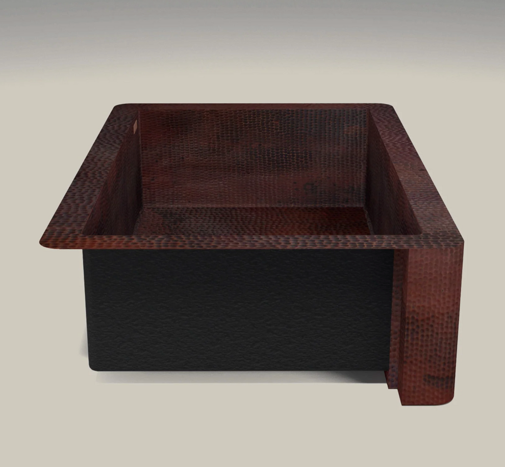 Classic Copper Single Bowl Farmhouse Sink - Large Basin Apron | Rustic ...