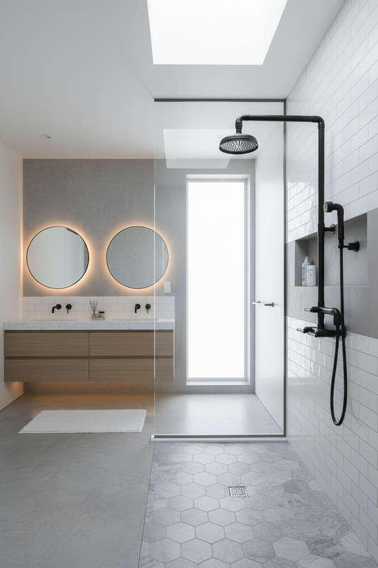 Wall Mount Exposed Shower with Rainhead & Handshower | Dual Shower System
