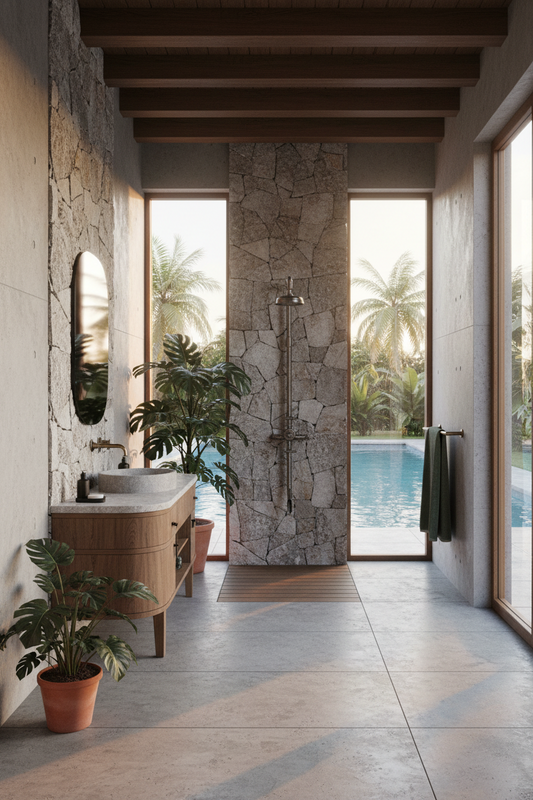 Thermostatic Wall Mount Exposed Shower w/Rainhead & Tub Filler