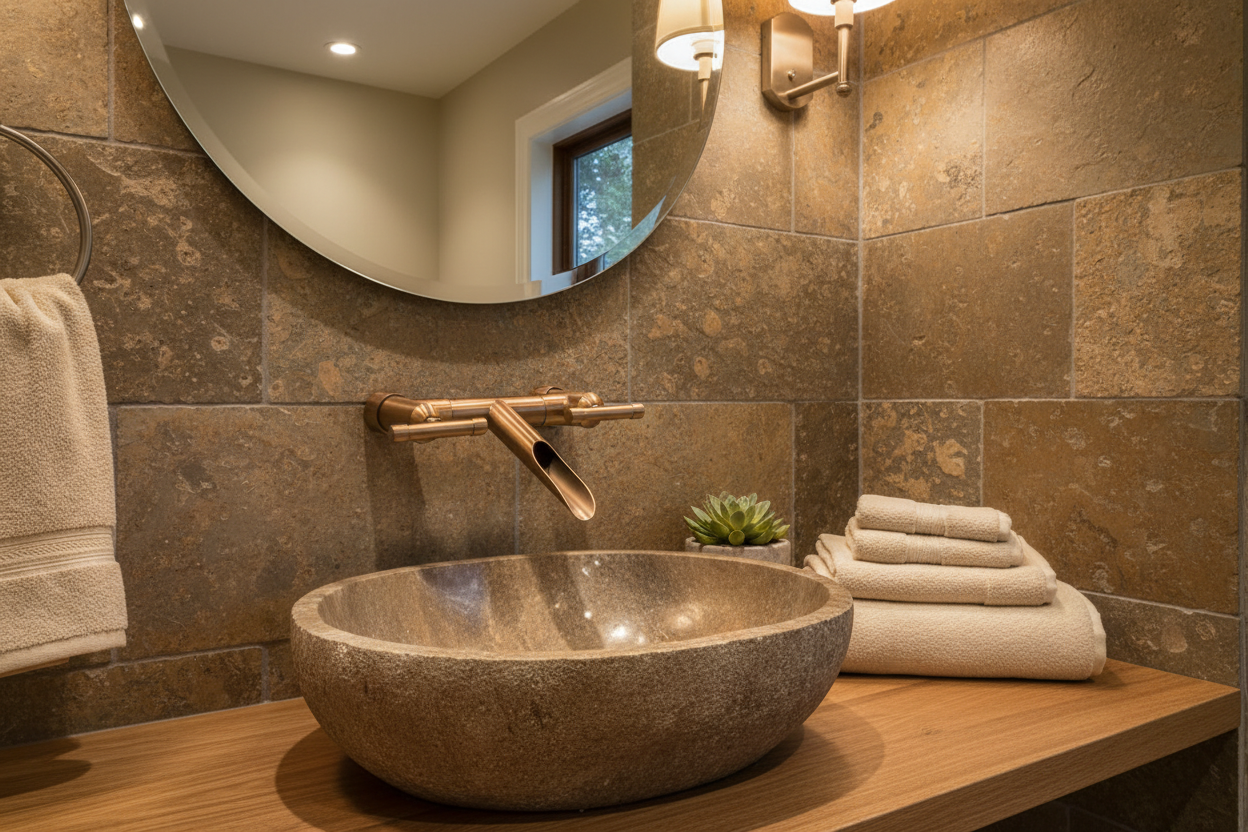 Wall mount faucet with waterfall spout