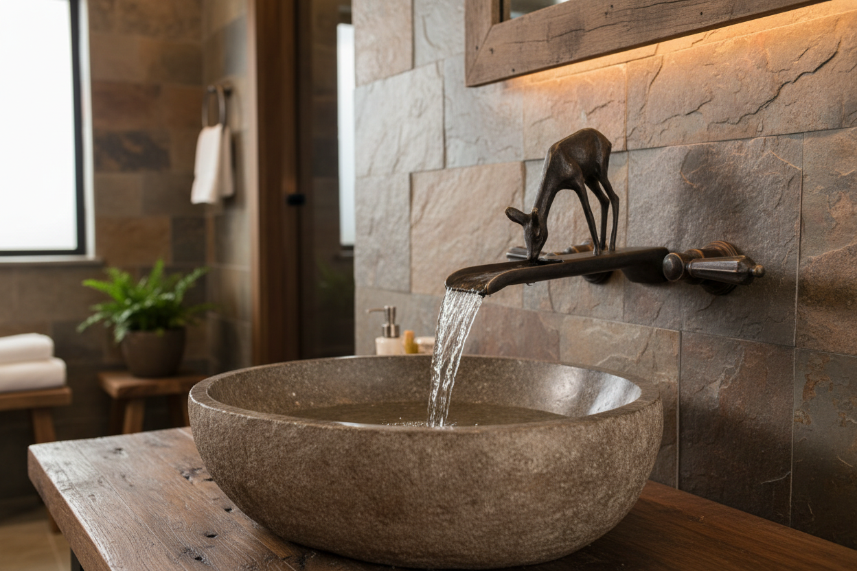 Bronze Deer Wall Mount Waterfall Faucet Banner