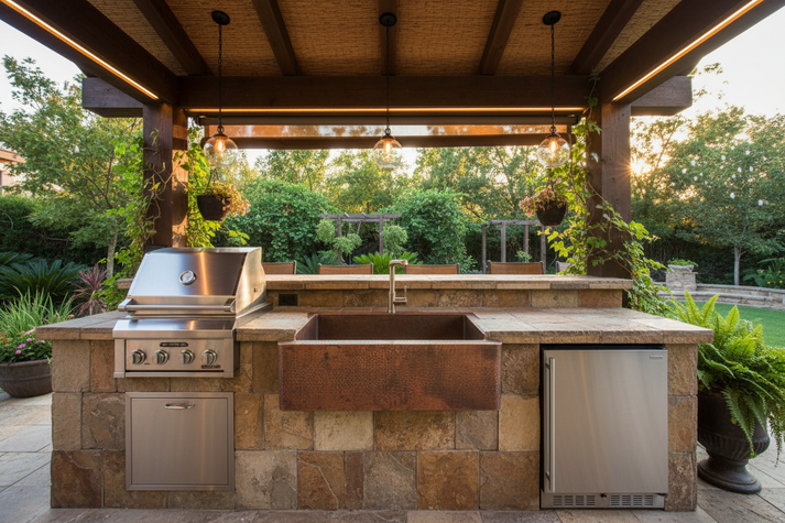 Farmhouse Hammered Copper Kitchen Sink - Hand-Hammered Apron | Rustic Sinks