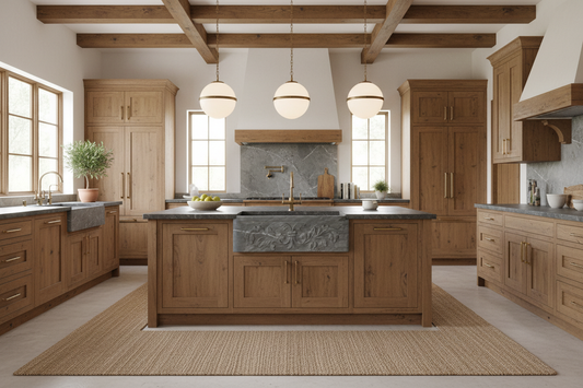 Marble Sink Island with Alabaster Pendants