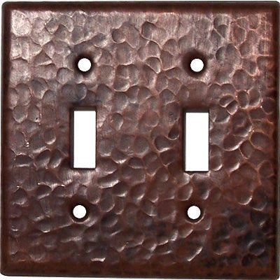 Double Toggle Hammered Copper Switch Plate Cover