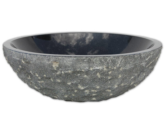 16" Round Black Granite Stone Sink