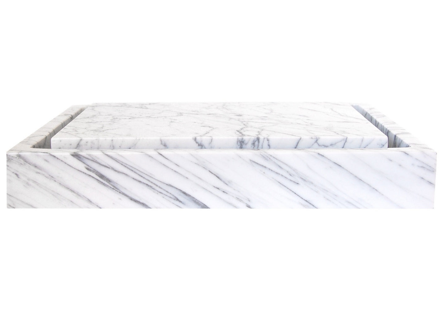 Rectangular Infinity Pool Sink - White Carrara Marble