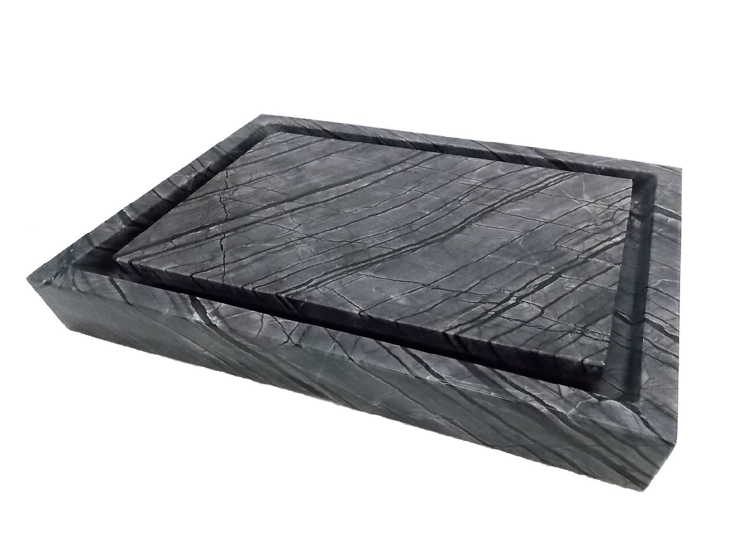 Rectangular Infinity Pool Sink - Polished Black Marble