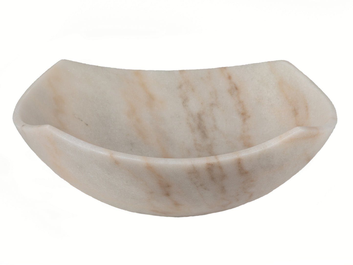 Arched Edges Bowl Sink - Honed White Marble