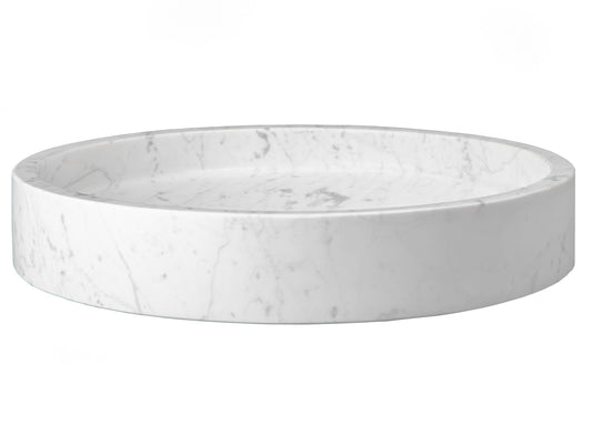 Low Round Vessel Sink - White Carrara Marble