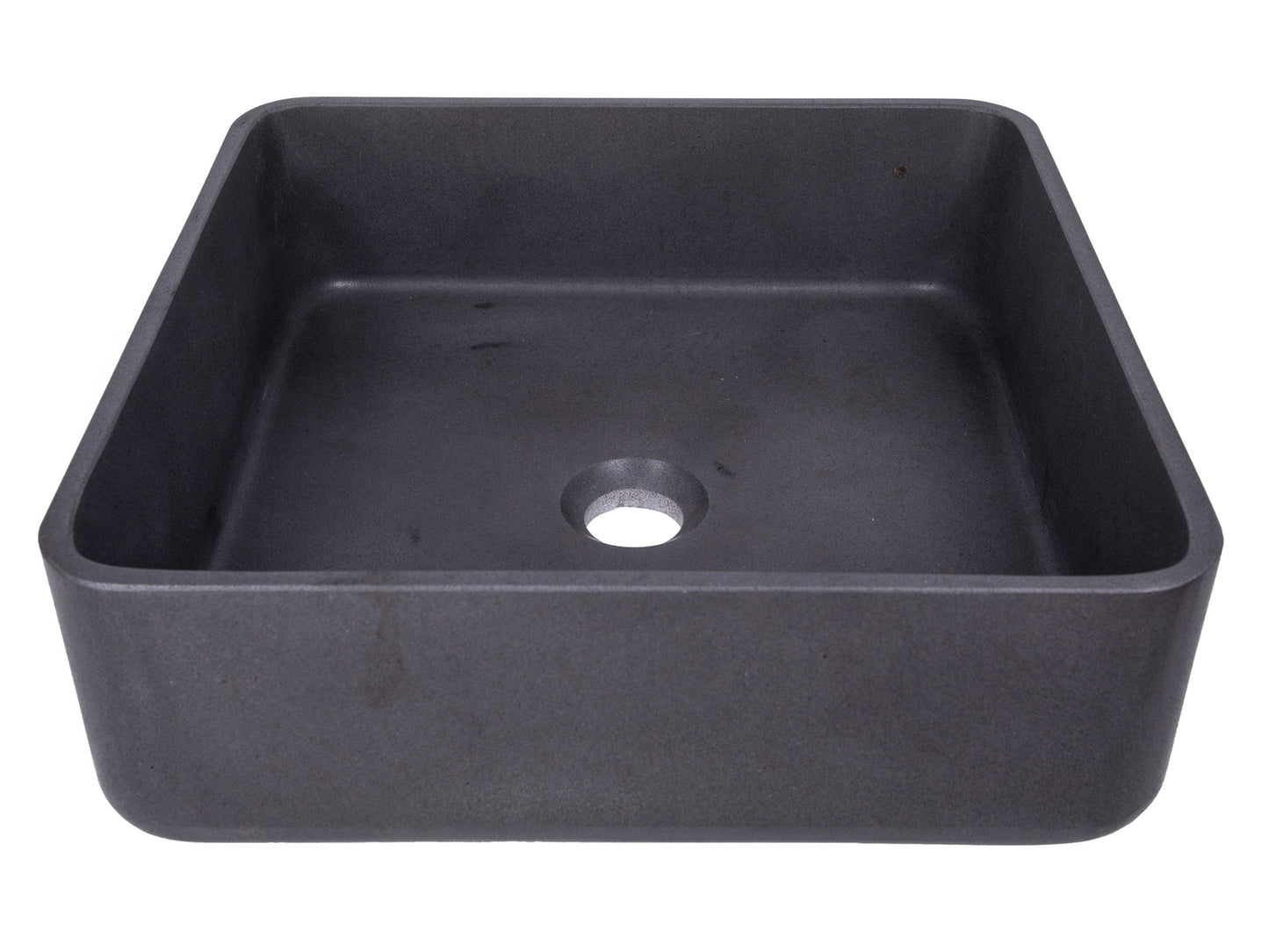 Square Vessel Sink in Black Lava Stone