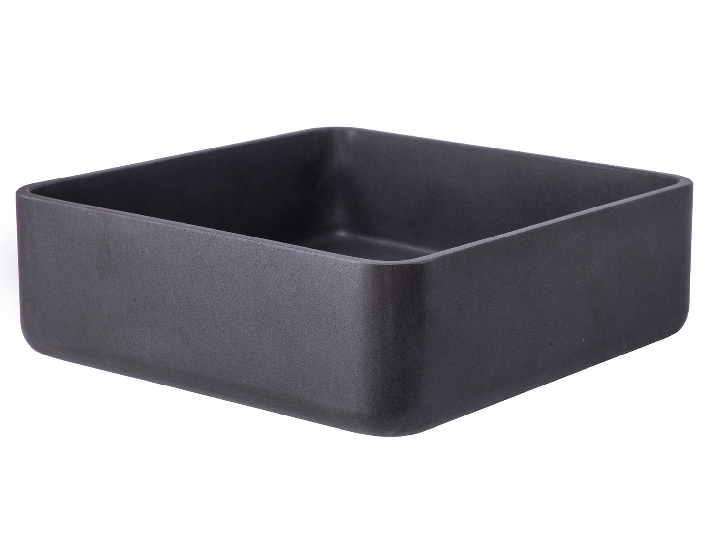 Square Vessel Sink in Black Lava Stone