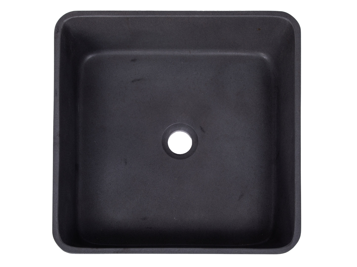 Square Vessel Sink in Black Lava Stone