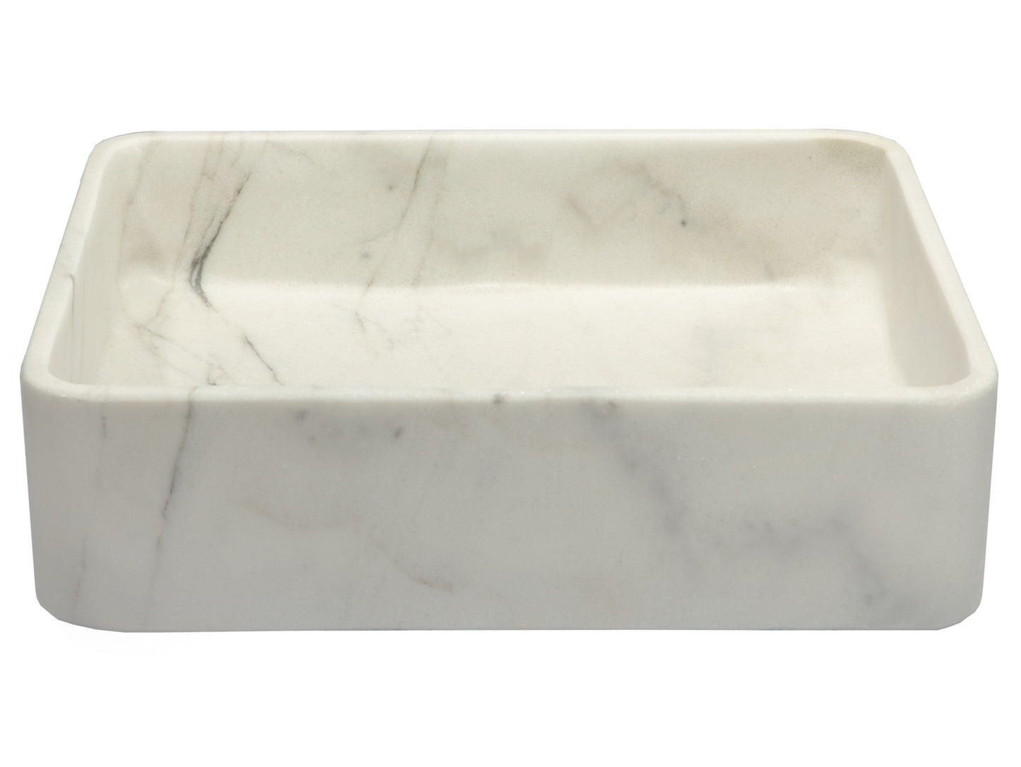 Thin Lip Rectangular Vessel Sink in Guanxi White Marble