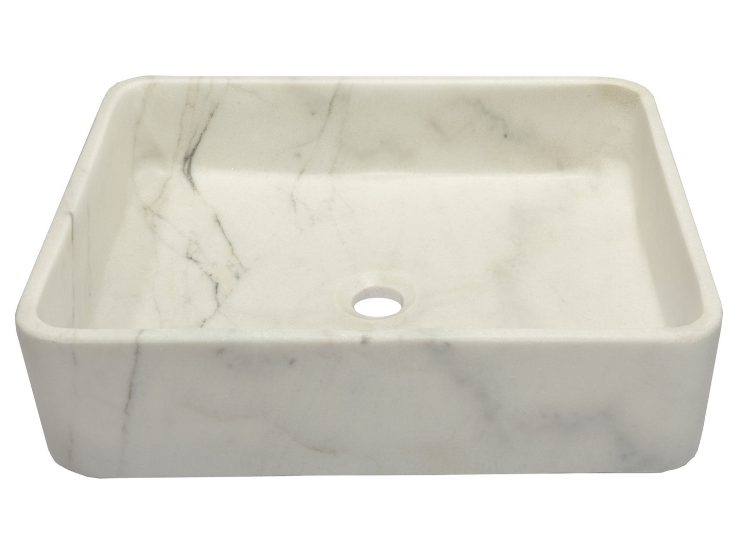 Thin Lip Rectangular Vessel Sink in Guanxi White Marble