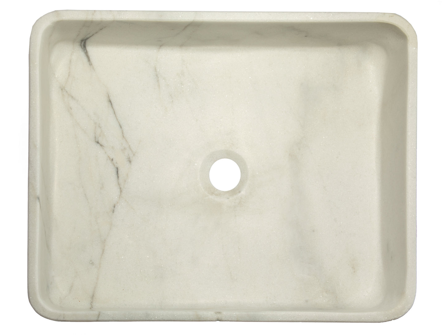 Thin Lip Rectangular Vessel Sink in Guanxi White Marble