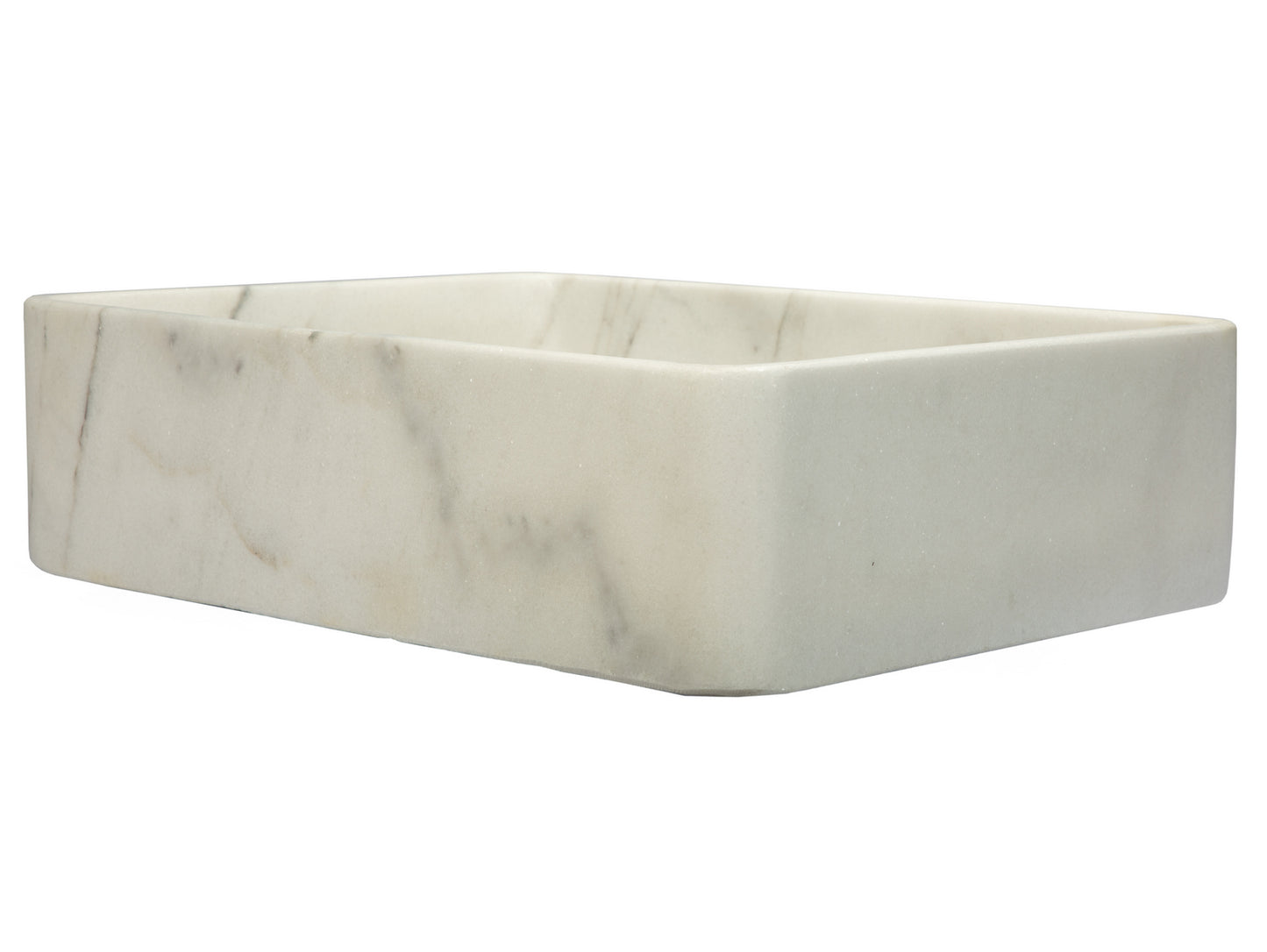 Thin Lip Rectangular Vessel Sink in Guanxi White Marble