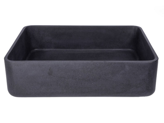 Rectangle Vessel Sink in Black Lava Stone