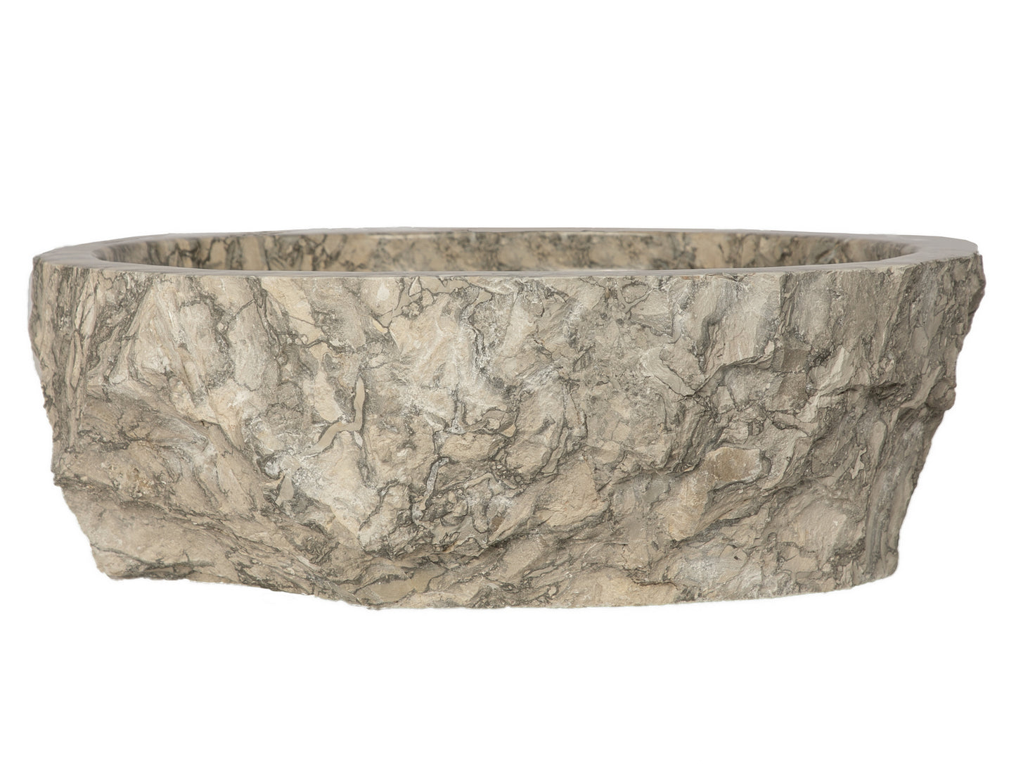 Rustic Grigio Marble Sink with Rough Exterior