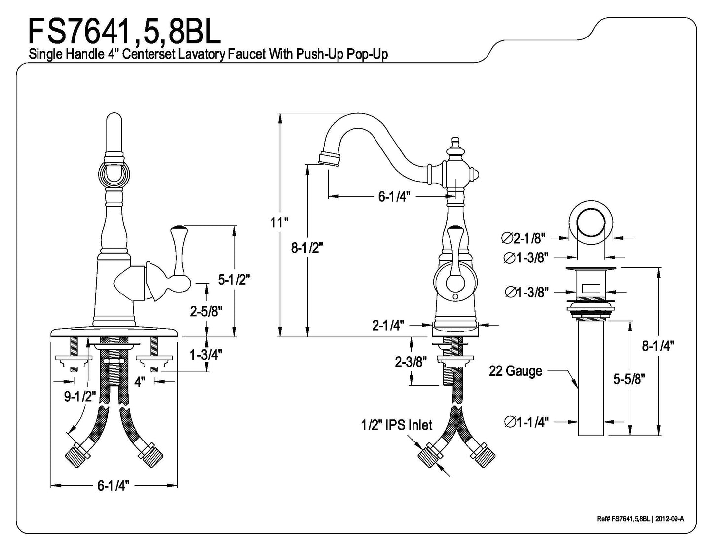 Single-Handle 4-Inch Centerset Lavatory Faucet