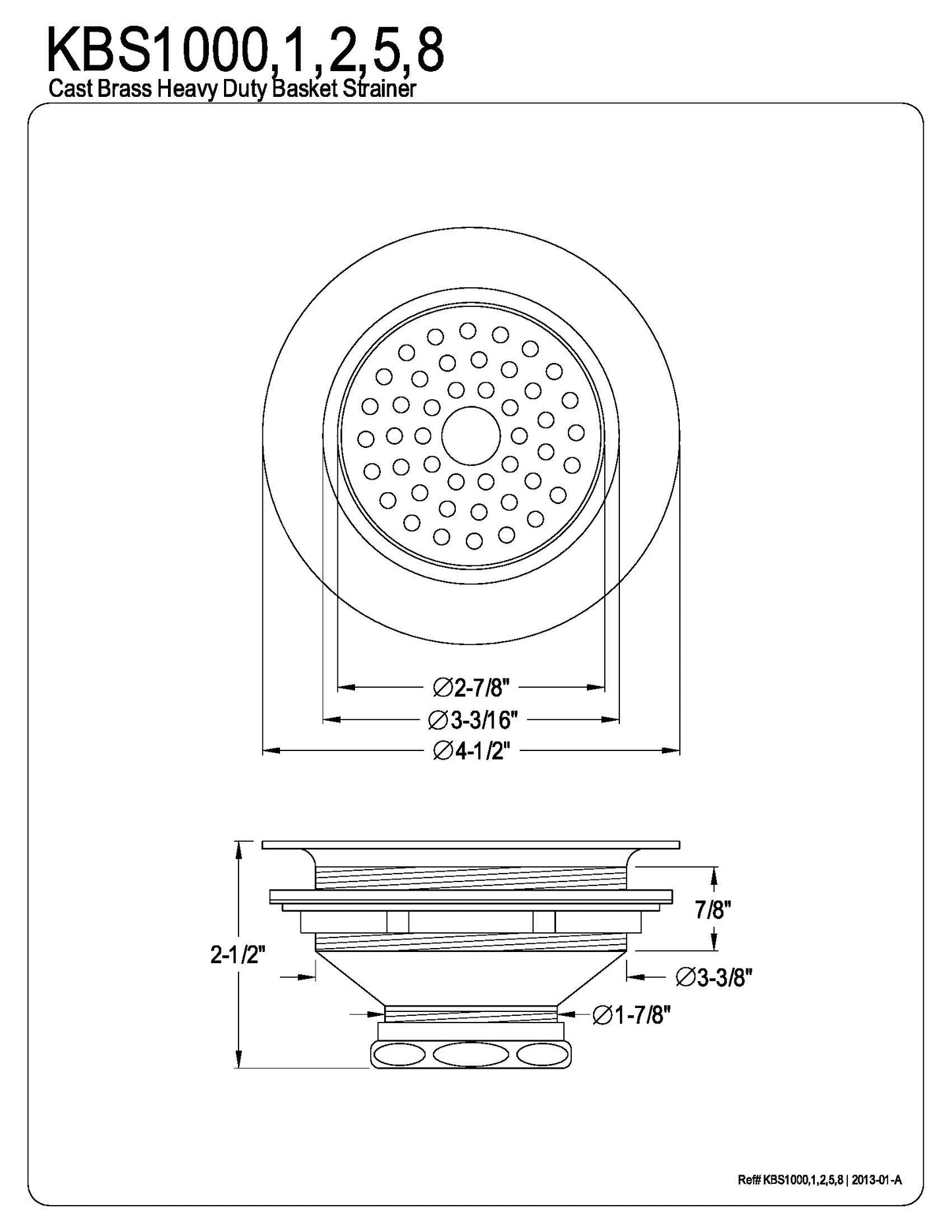 3.5" Heavy Duty Kitchen Sink Basket Drain