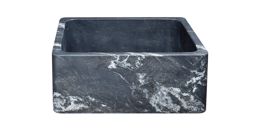 24" Black Glacier Quartz Stone Farmhouse Sink