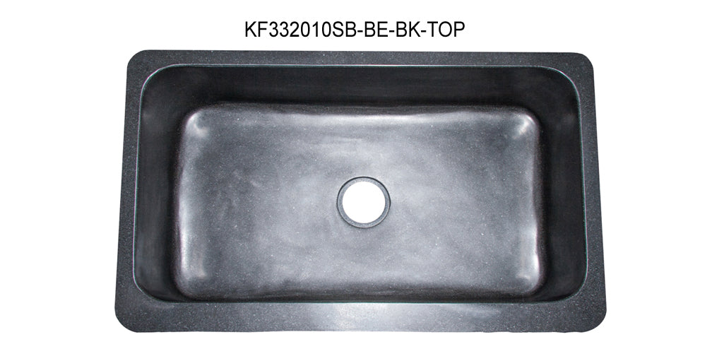 33" Black Granite Stone Farmhouse Sink with Chiseled Front