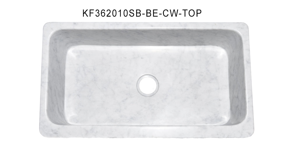 36" White Carrara Marble Chiseled Front Farmhouse Sink
