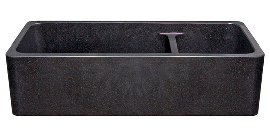 48″ Double Basin 70/30 Split Black Granite Sink