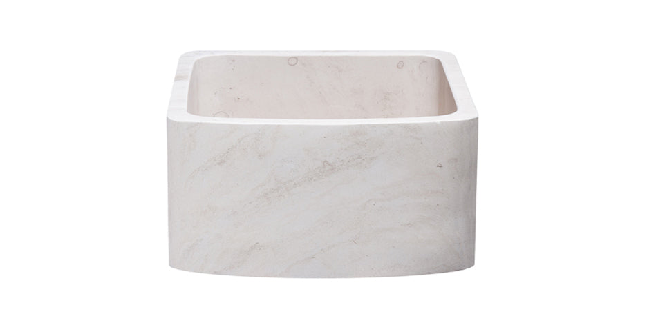 17" Crema Limestone Curved Apron Bar & Prep Farm Sink