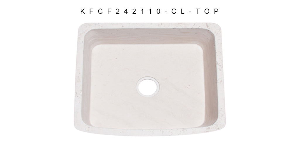 24" Crema Lyon Limestone Curved Front Farmhouse Sink