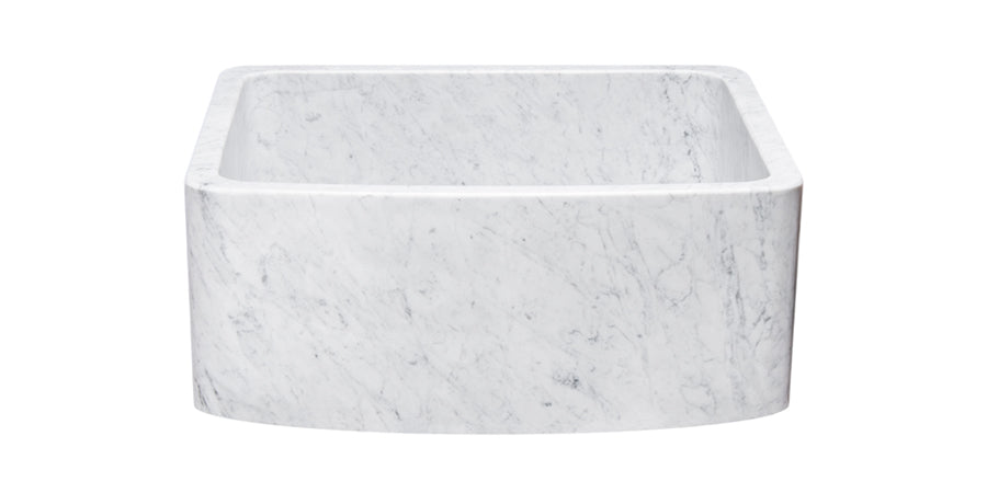 24" White Carrara Marble Curved Front Sink