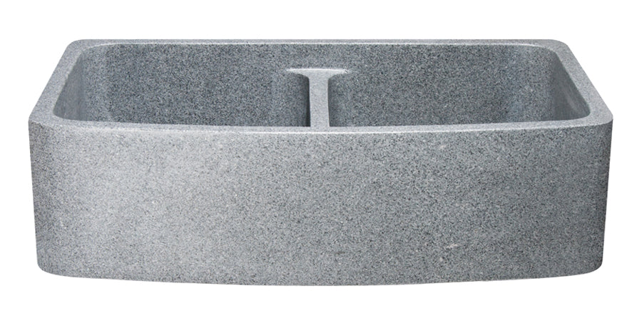 36" Mercury Granite Double Bowl Curved Apron Front Sink