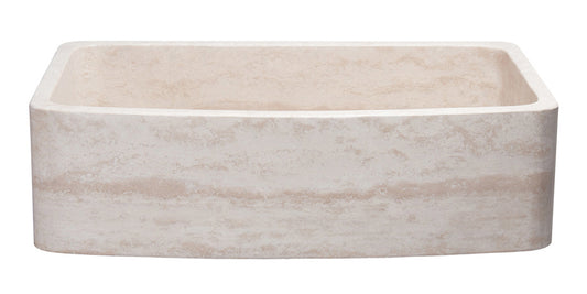 36" Single Bowl Curved Front Travertine Farmhouse Sink