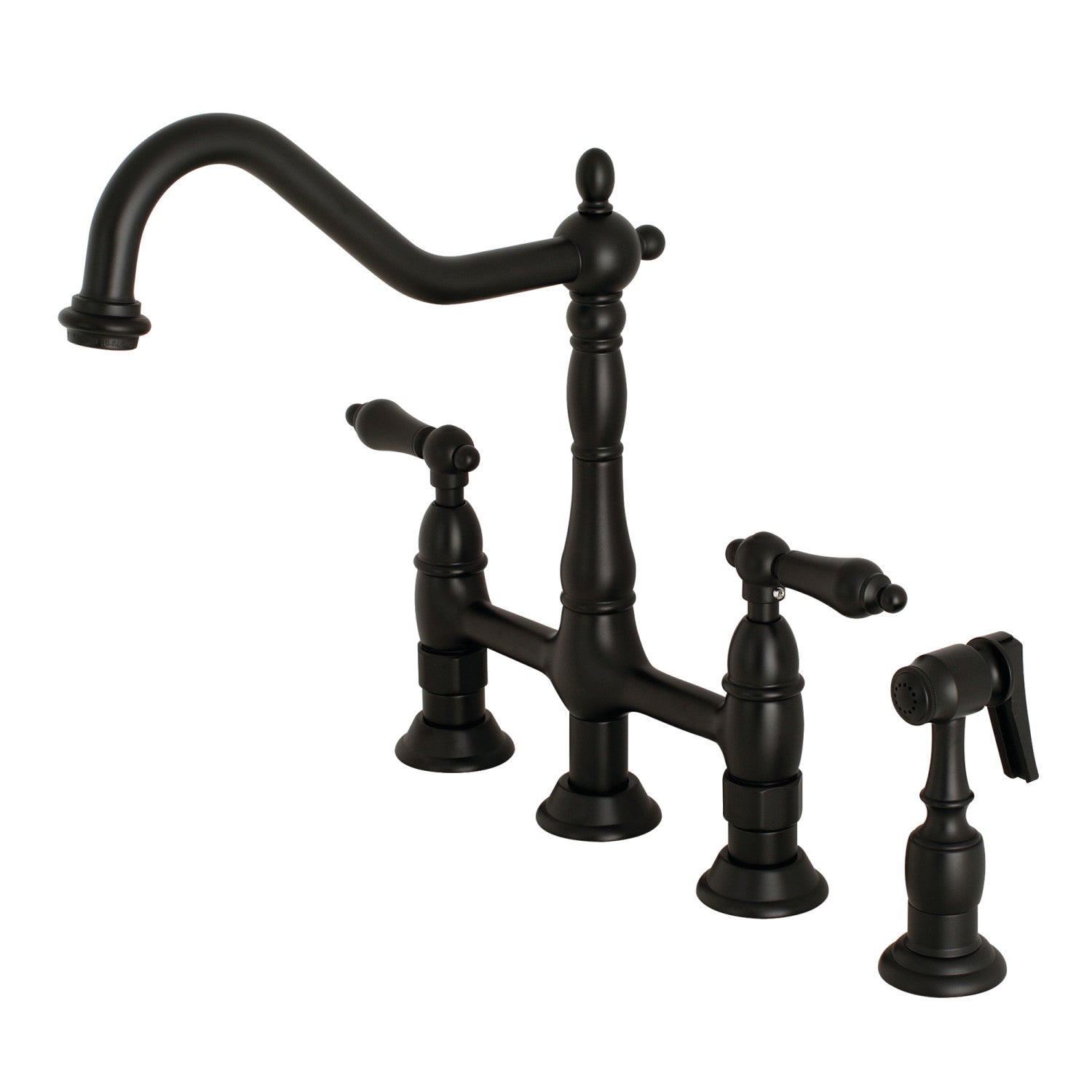 Bridge Style Kitchen Faucets Rustic Sinks   KS1270ALBS 1 